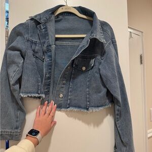 Blue Cropped Denim Jacket